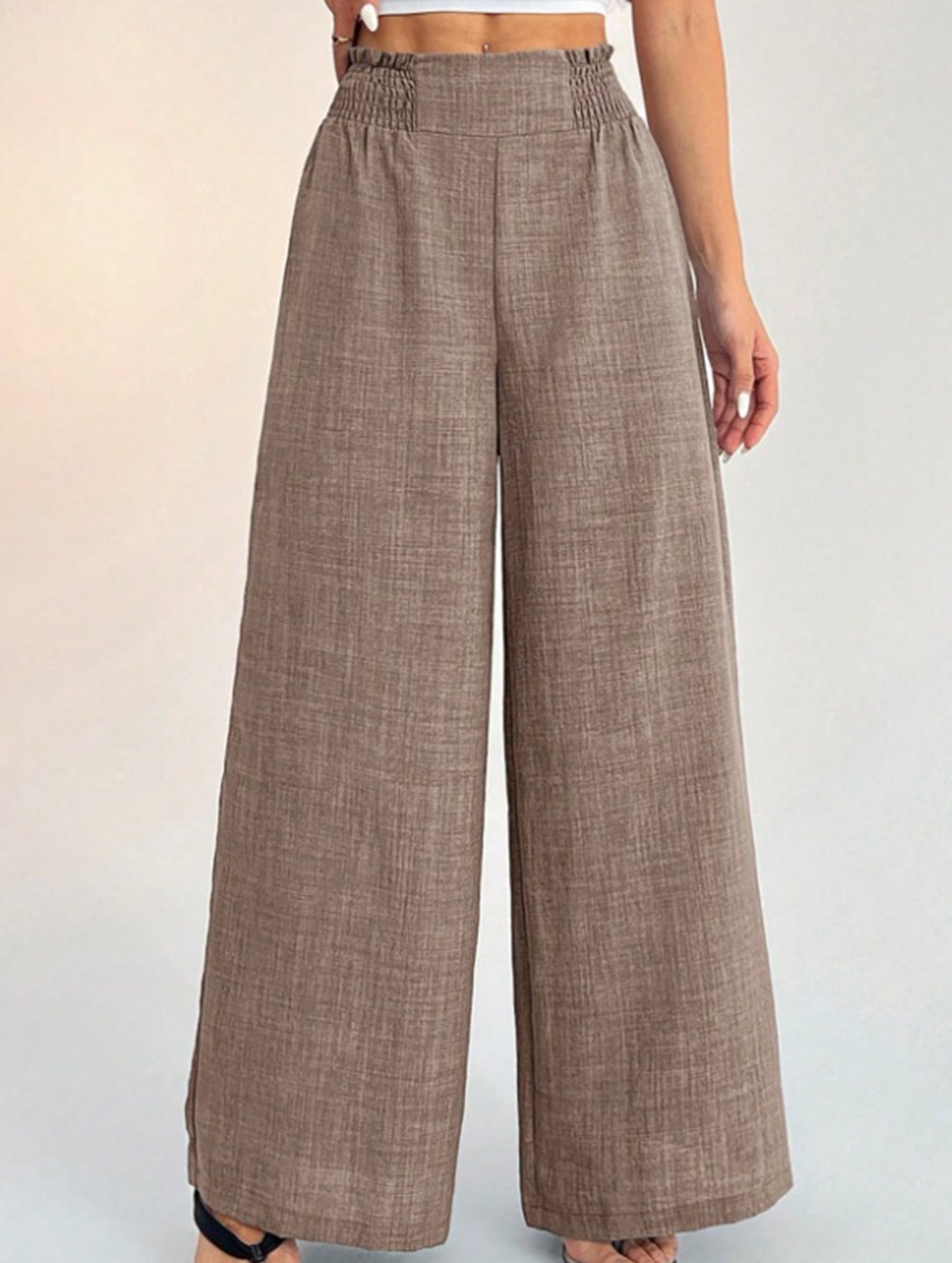 Casual high-waisted slimming wide-leg pants