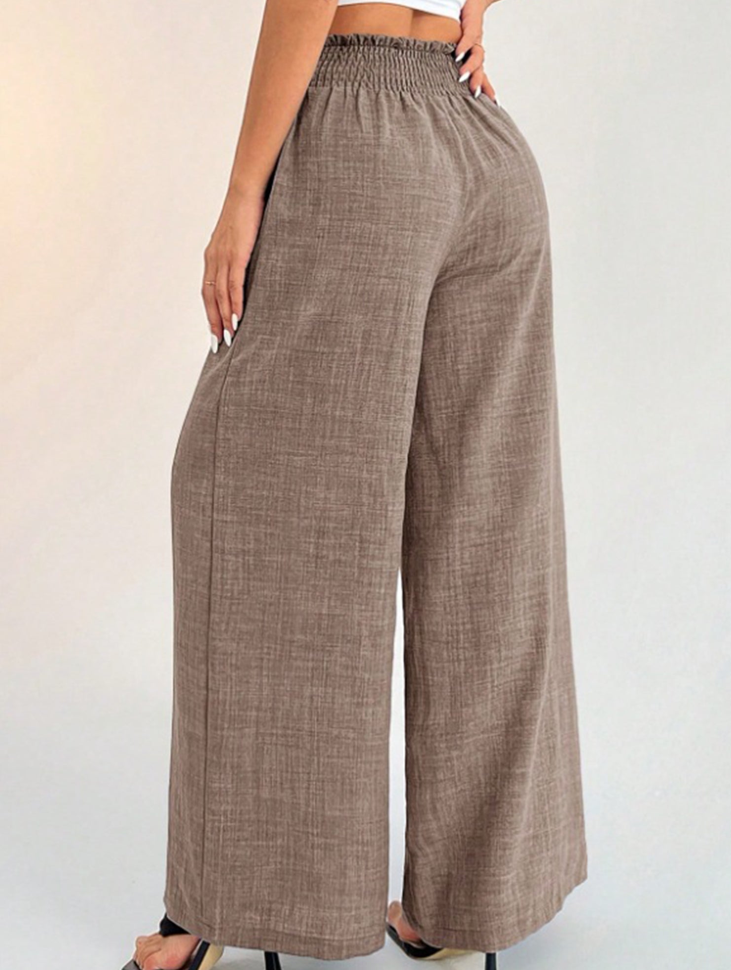 Casual high-waisted slimming wide-leg pants