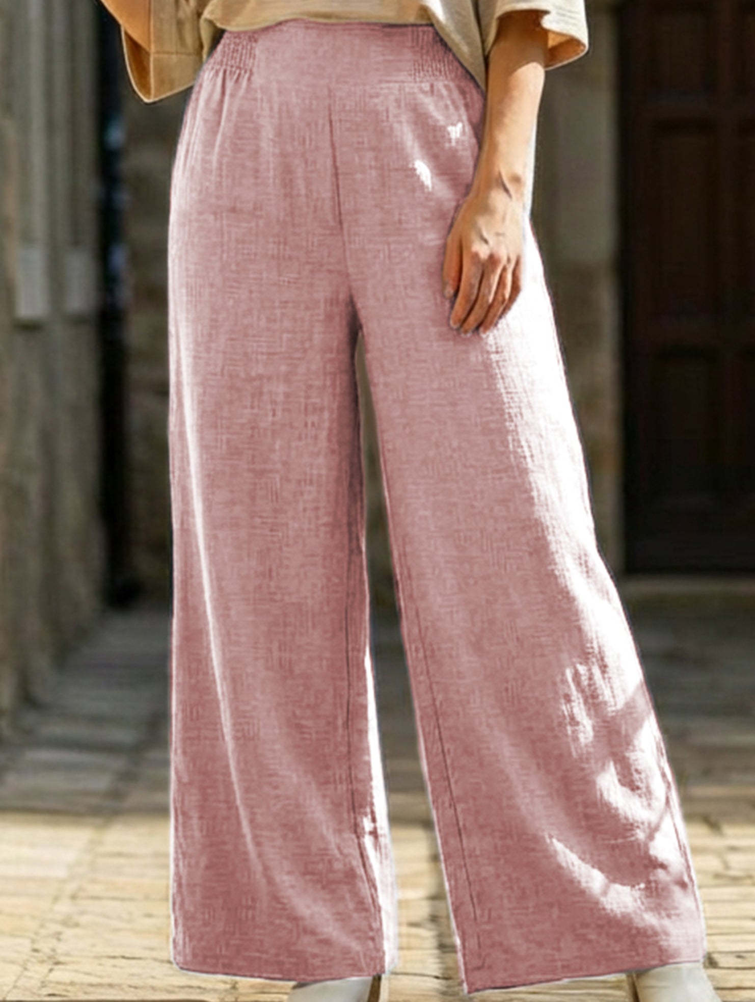 Casual high-waisted slimming wide-leg pants