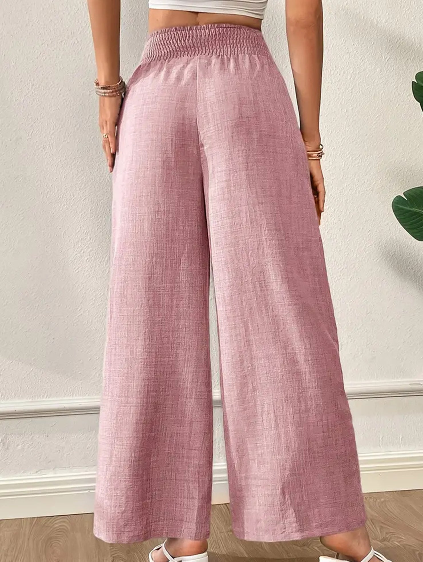 Casual high-waisted slimming wide-leg pants