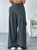 Loose-fitting, slimming, irregular wide-leg pants
