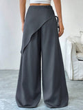 Loose-fitting, slimming, irregular wide-leg pants
