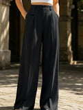 Versatile straight-leg floor-length suit pants
