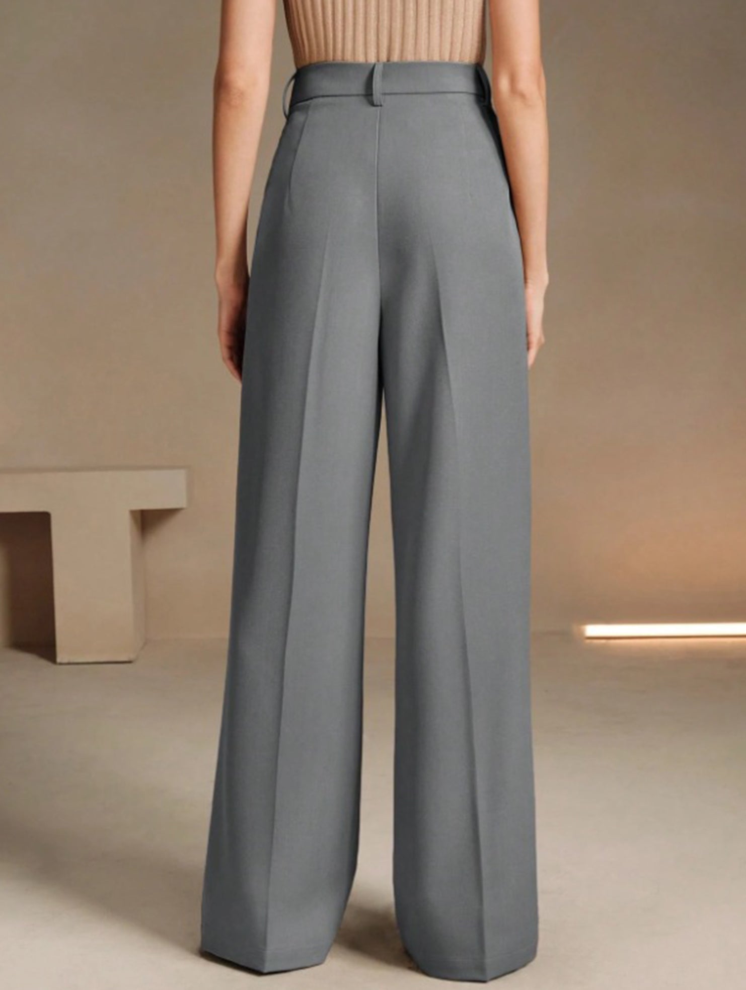 Versatile straight-leg floor-length suit pants