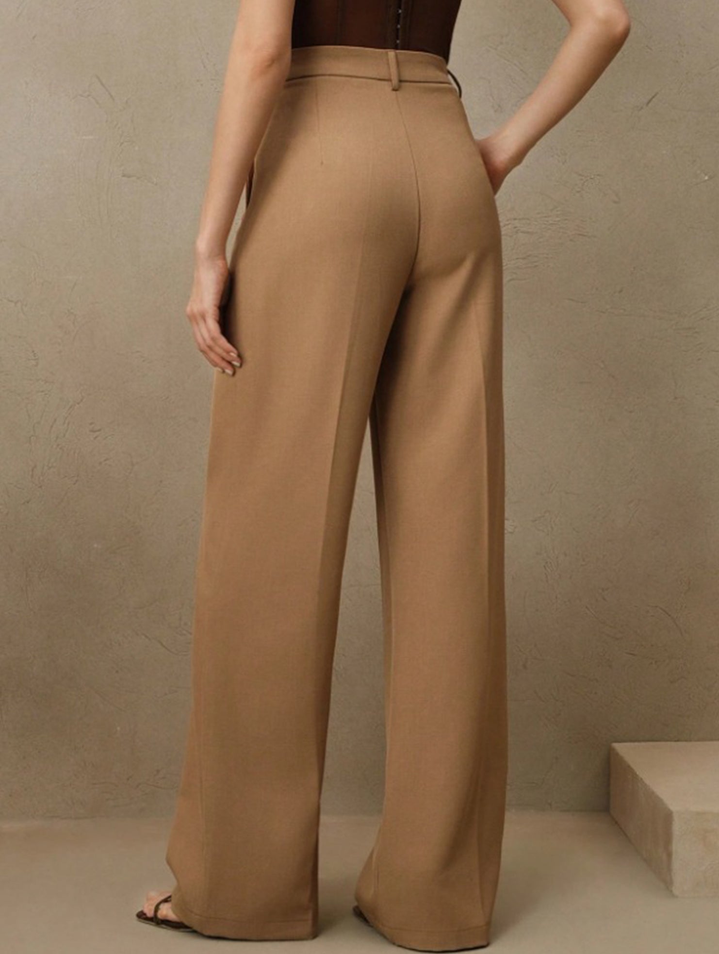 Versatile straight-leg floor-length suit pants