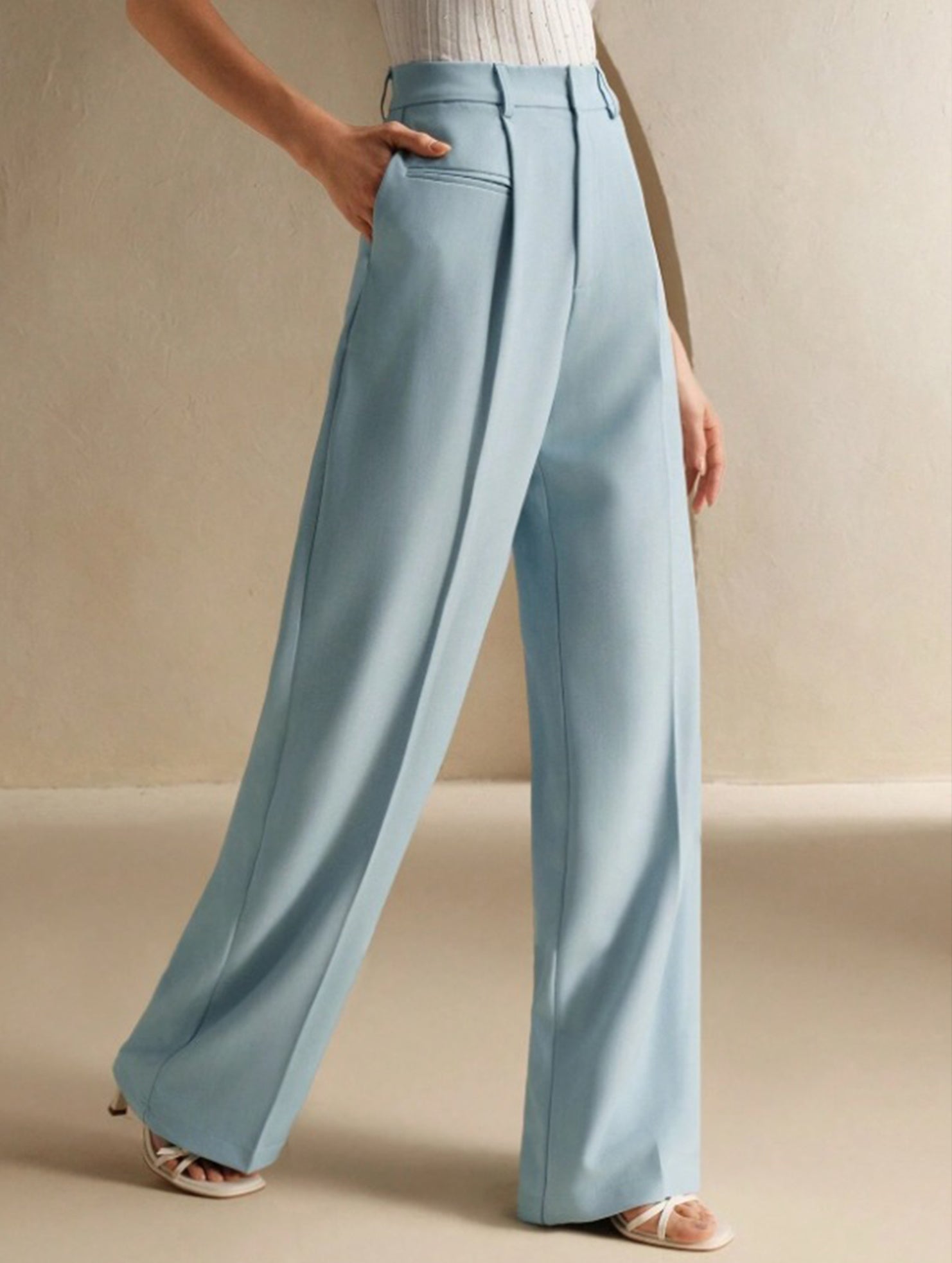 Versatile straight-leg floor-length suit pants