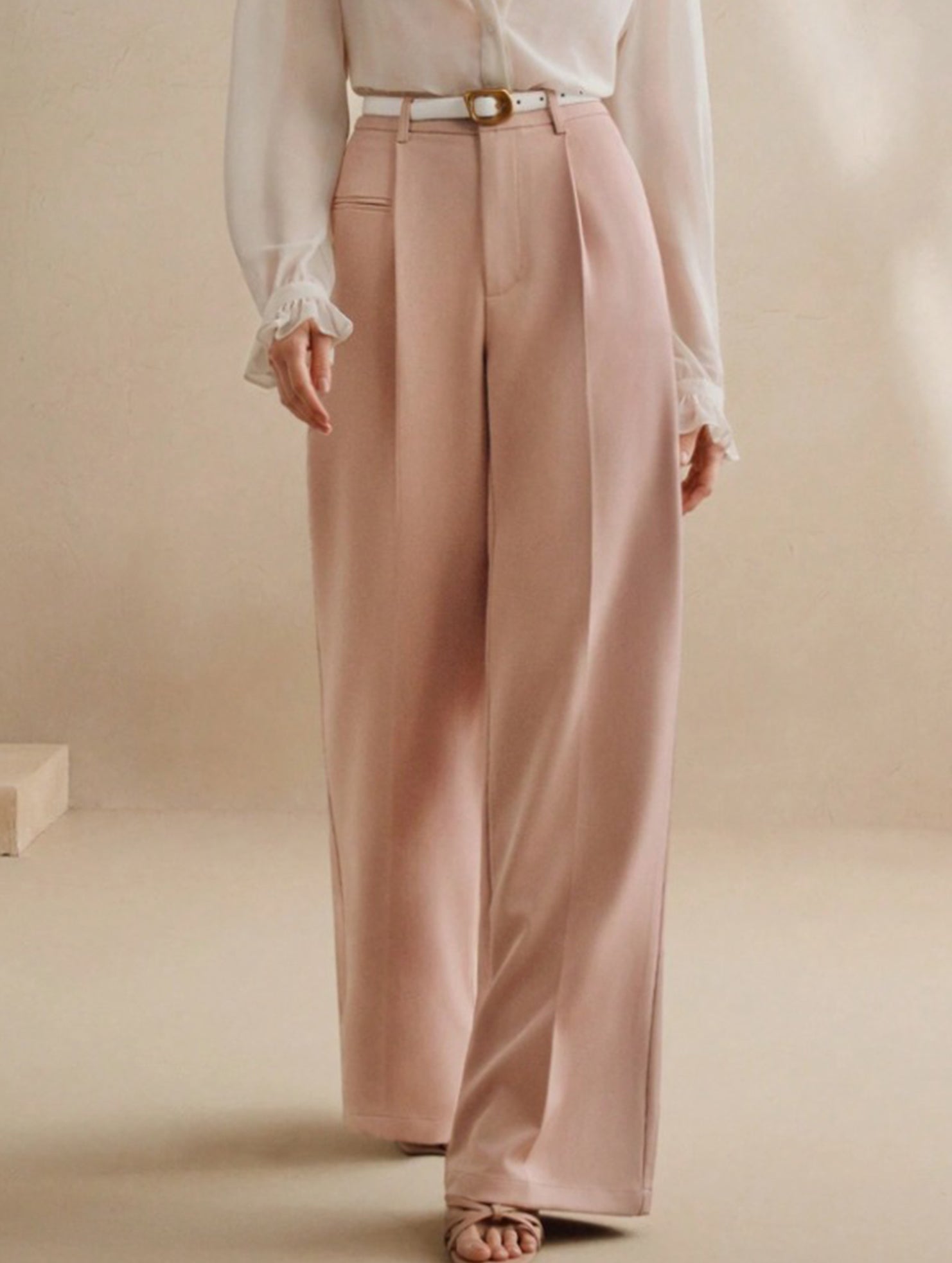 Versatile straight-leg floor-length suit pants