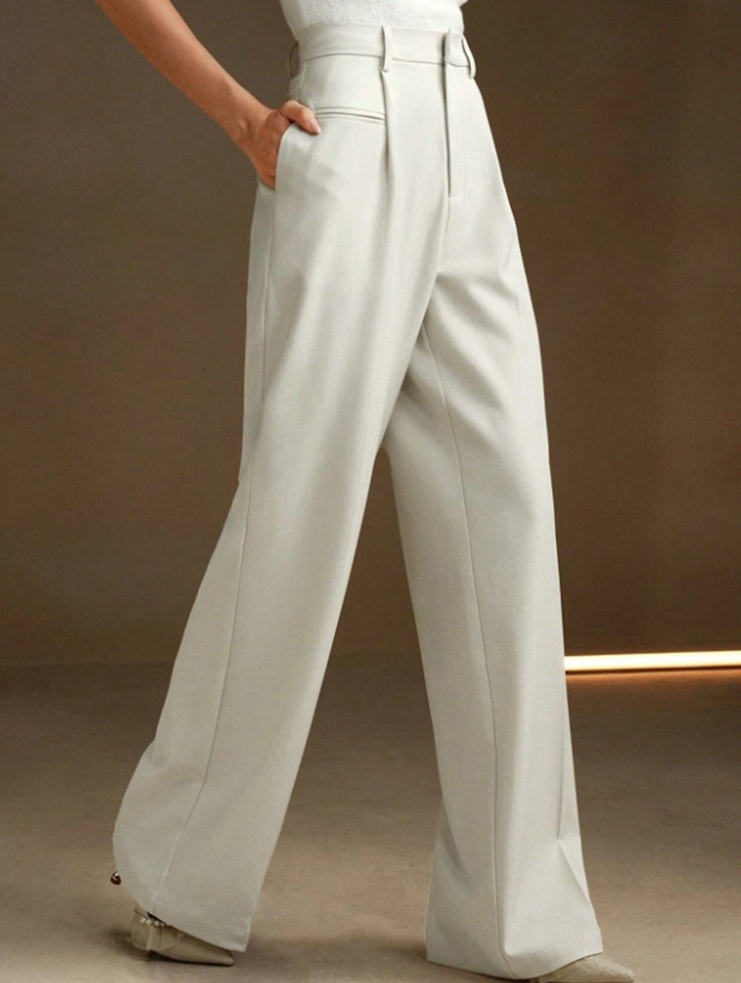 Versatile straight-leg floor-length suit pants