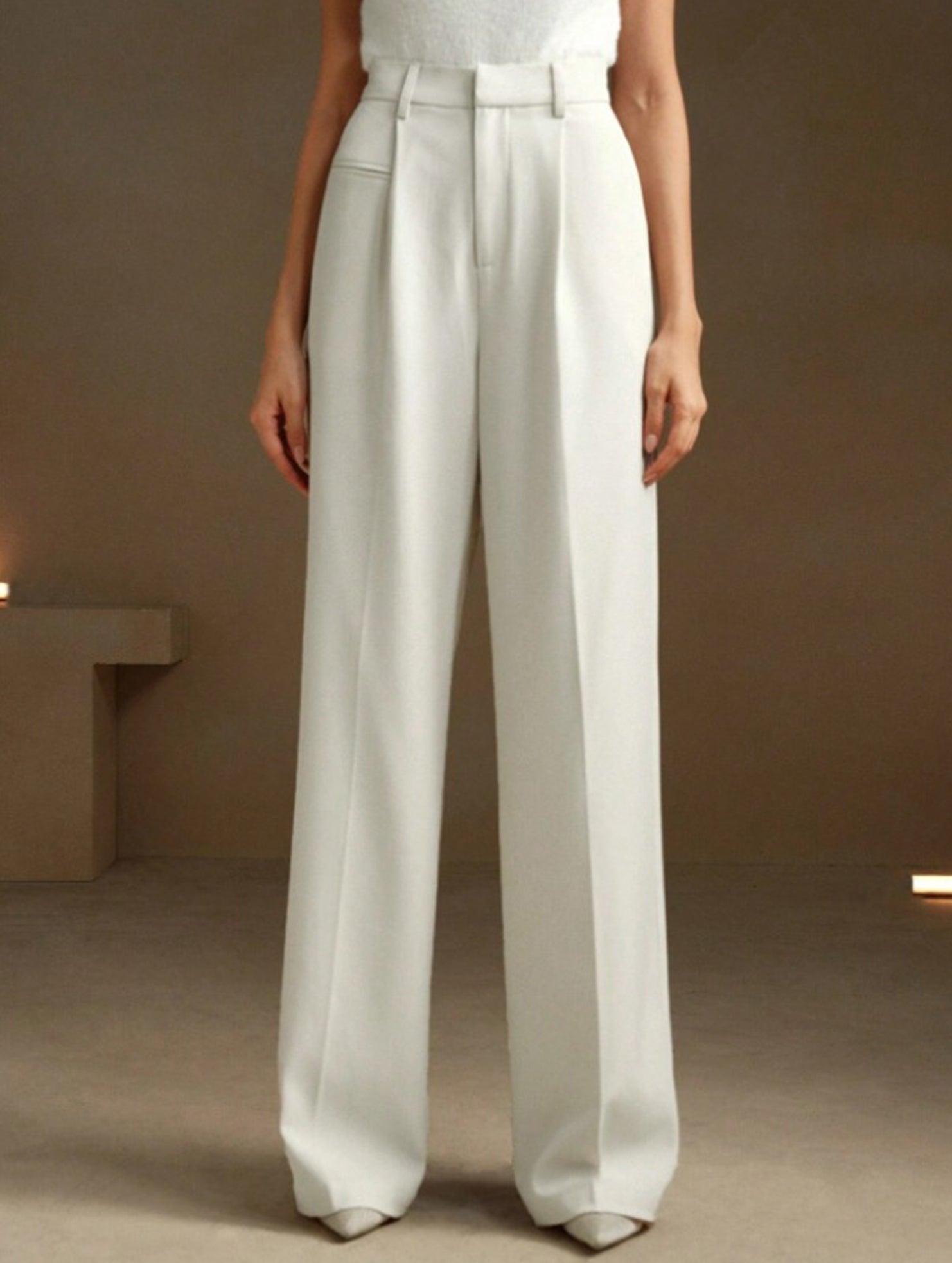 Versatile straight-leg floor-length suit pants