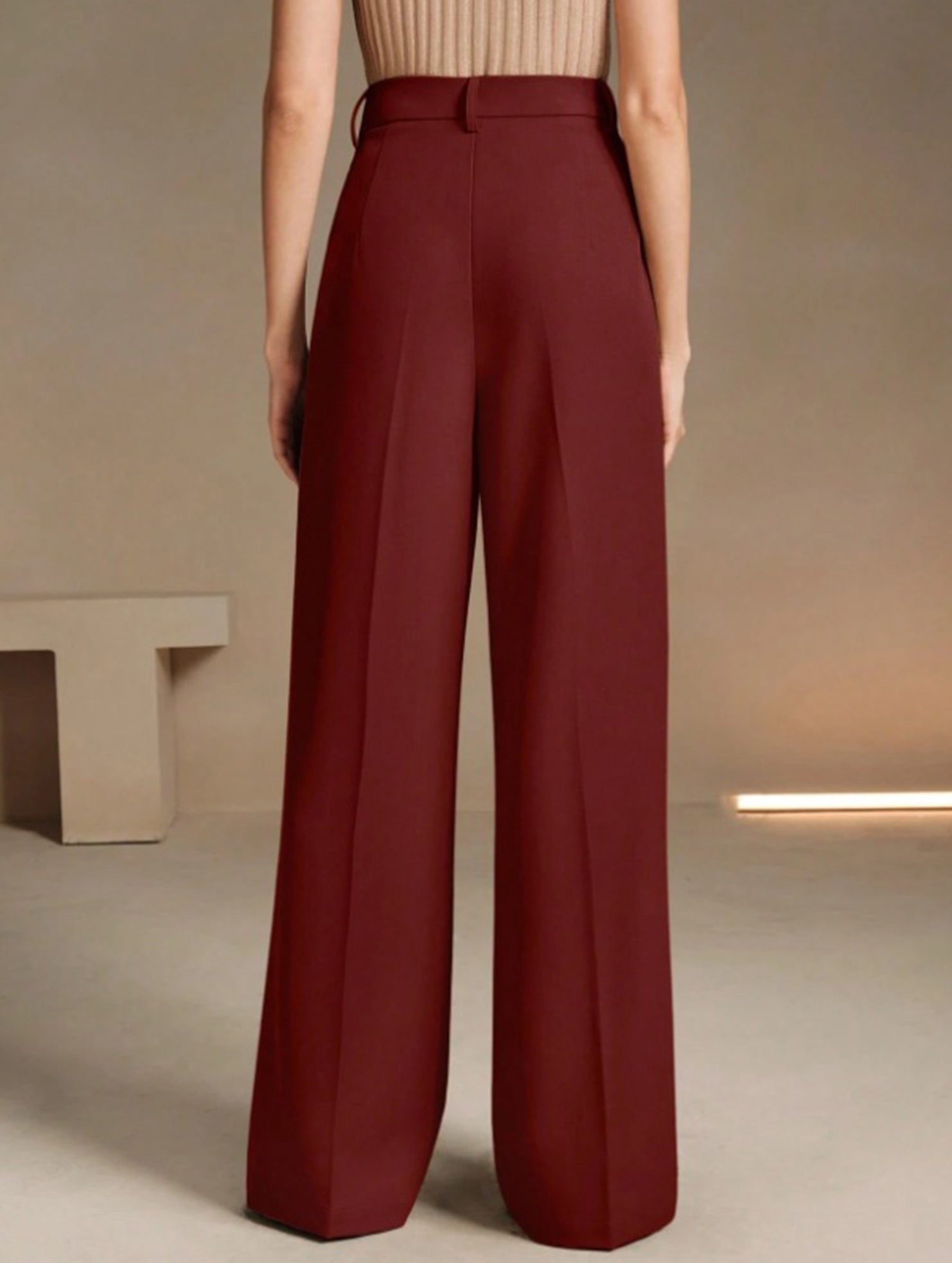 Versatile straight-leg floor-length suit pants
