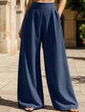 Stylish high-waisted wide-leg trousers for commuting