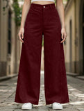 Lazy-style vertical striped wide-leg pants