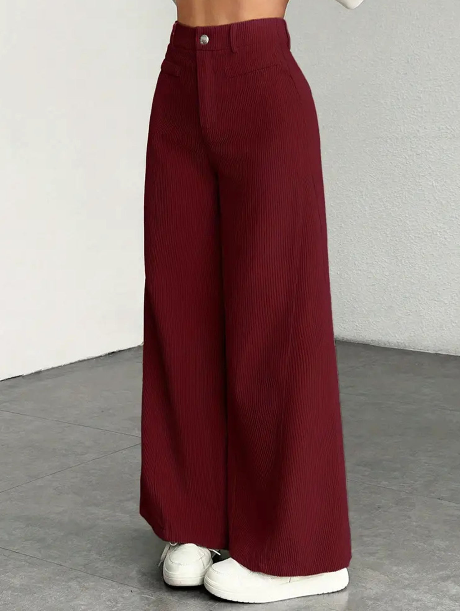 Lazy-style vertical striped wide-leg pants