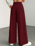Lazy-style vertical striped wide-leg pants