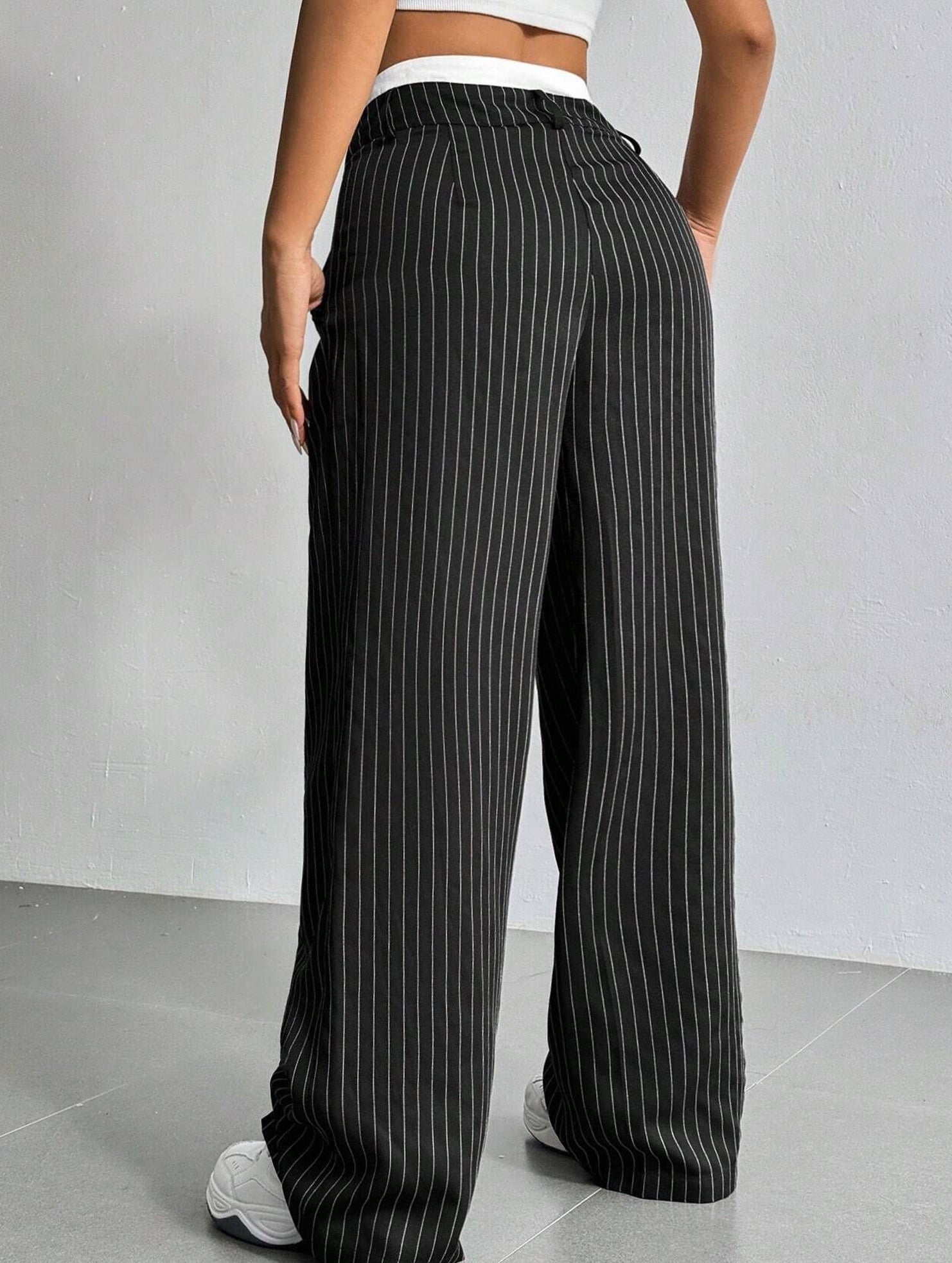 Sophisticated striped wide-leg trousers