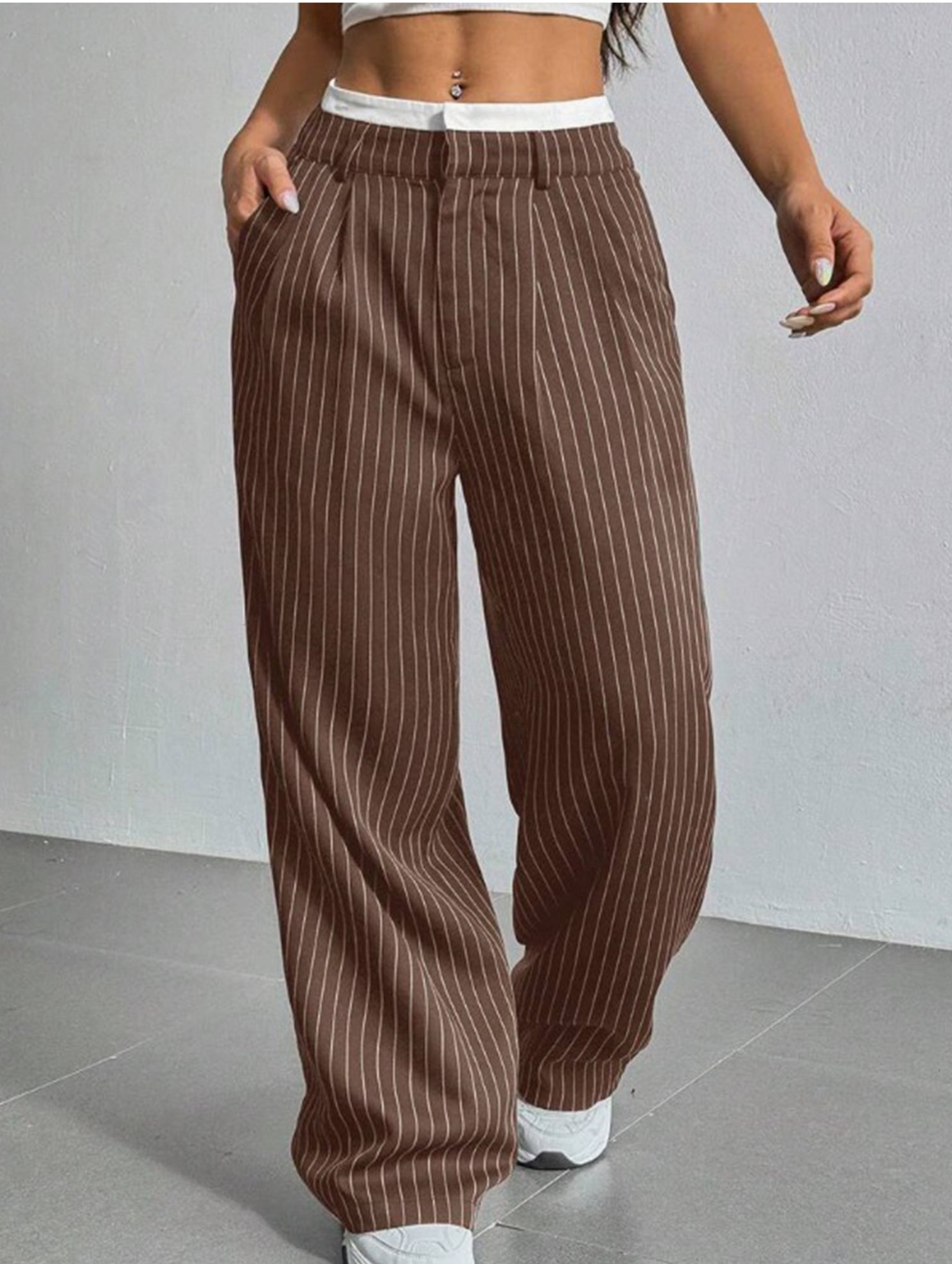 Sophisticated striped wide-leg trousers
