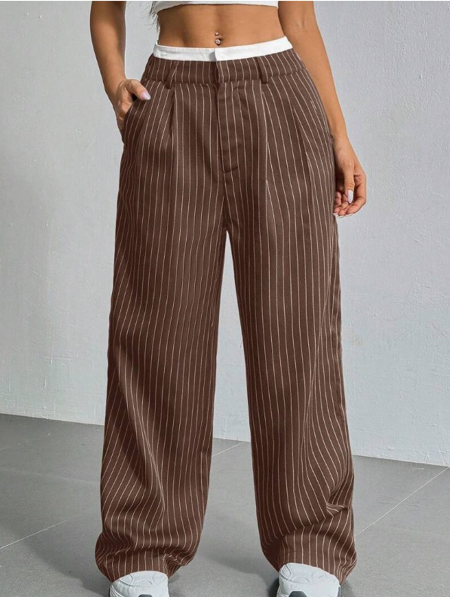 Sophisticated striped wide-leg trousers