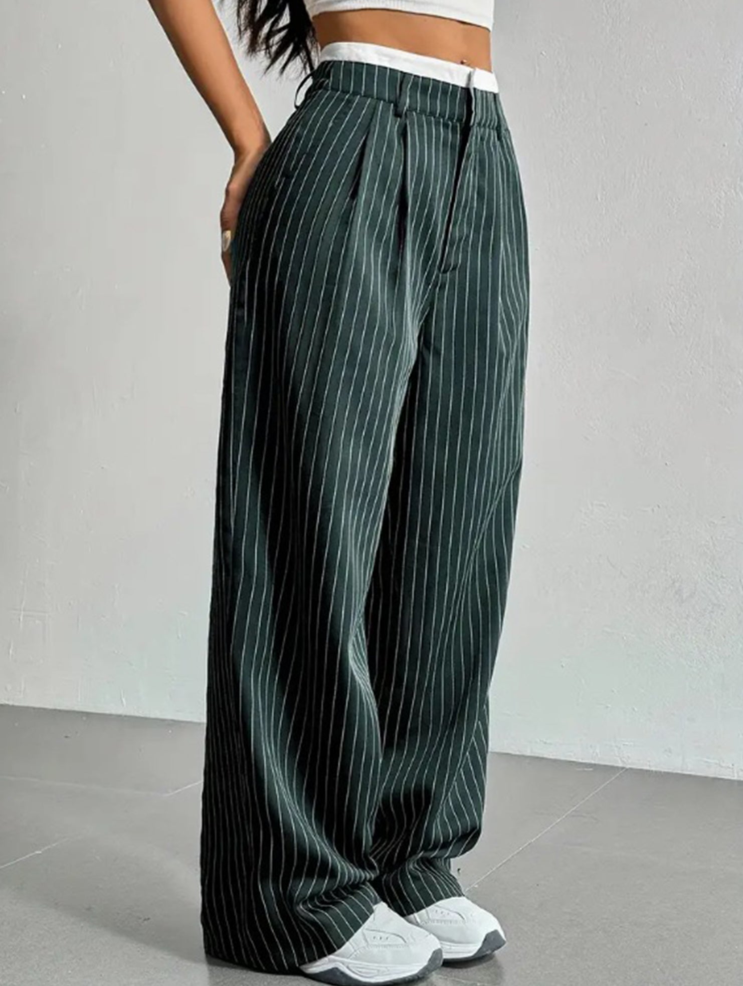 Sophisticated striped wide-leg trousers