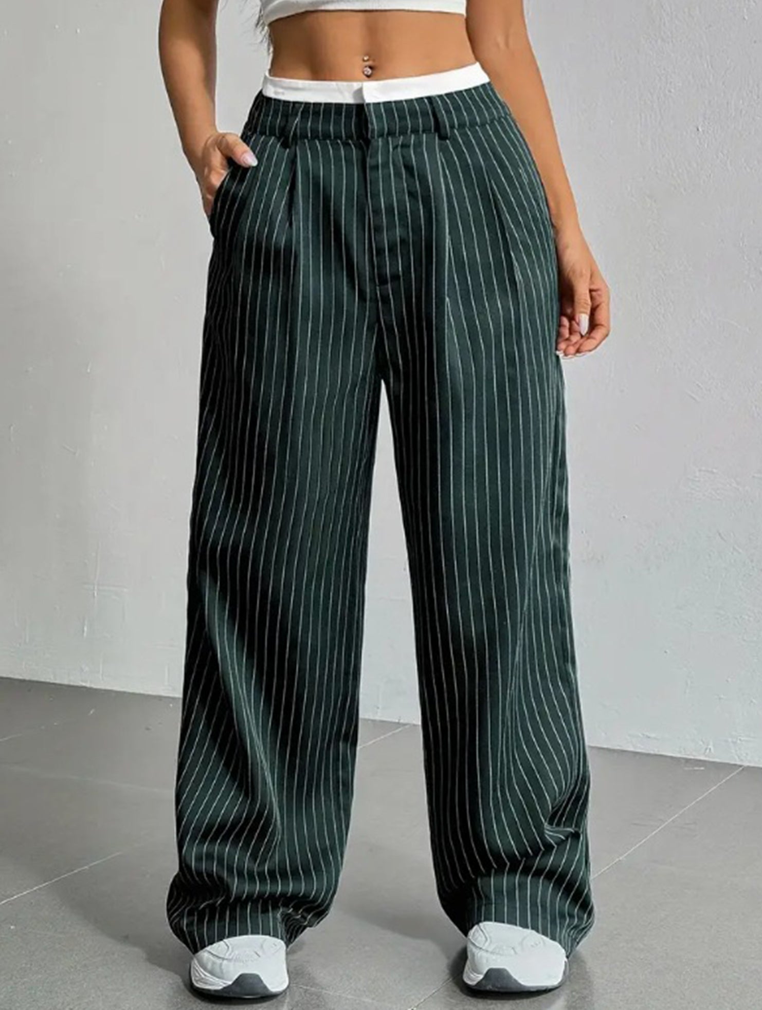 Sophisticated striped wide-leg trousers