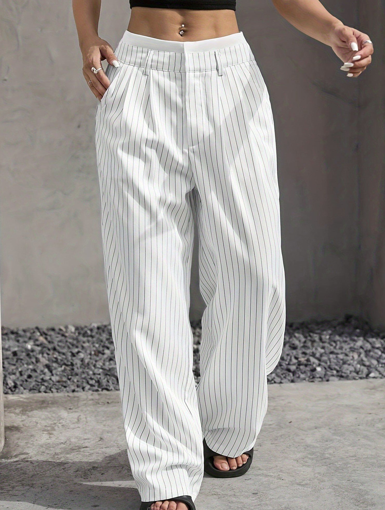 Sophisticated striped wide-leg trousers