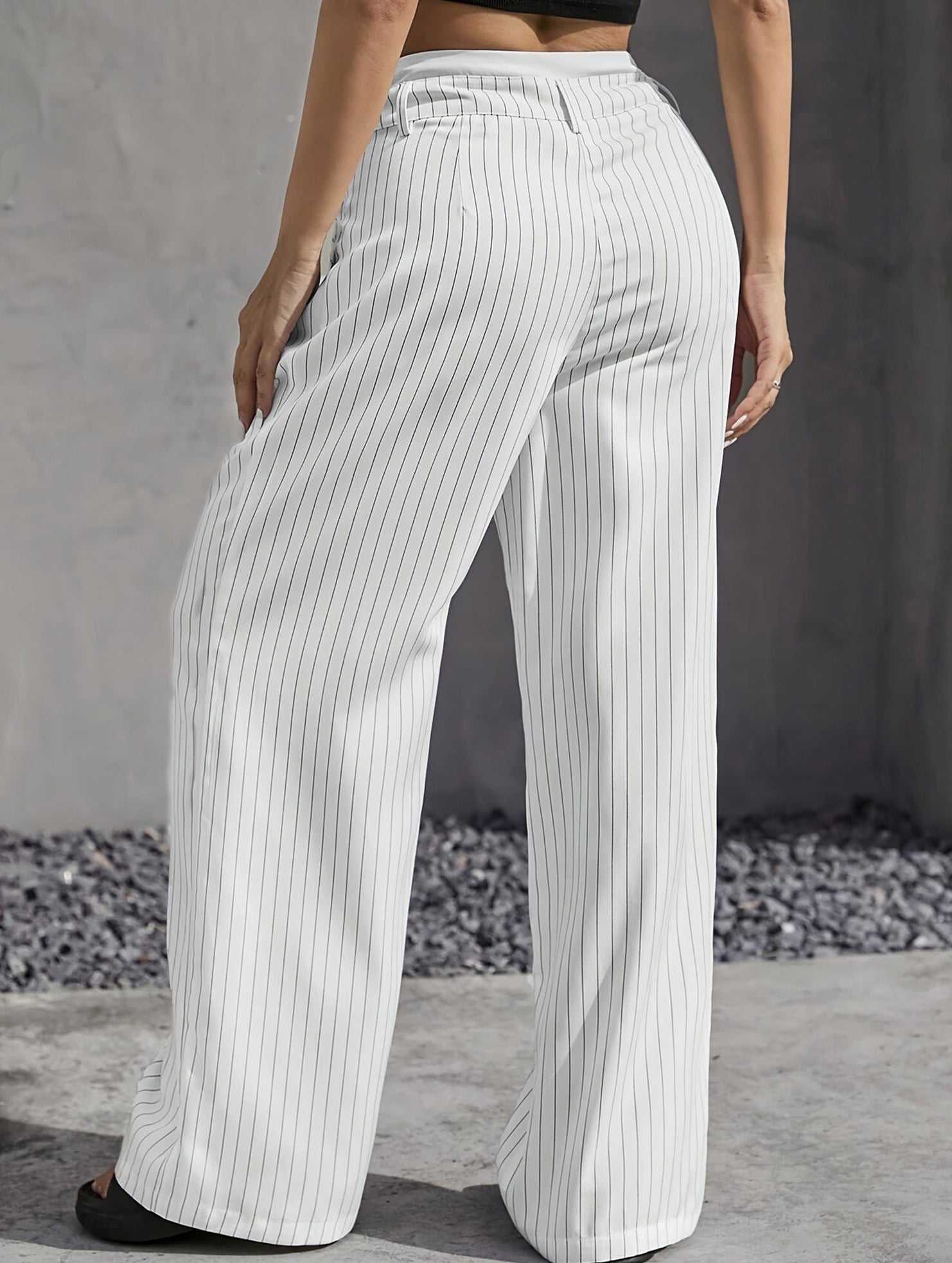 Sophisticated striped wide-leg trousers