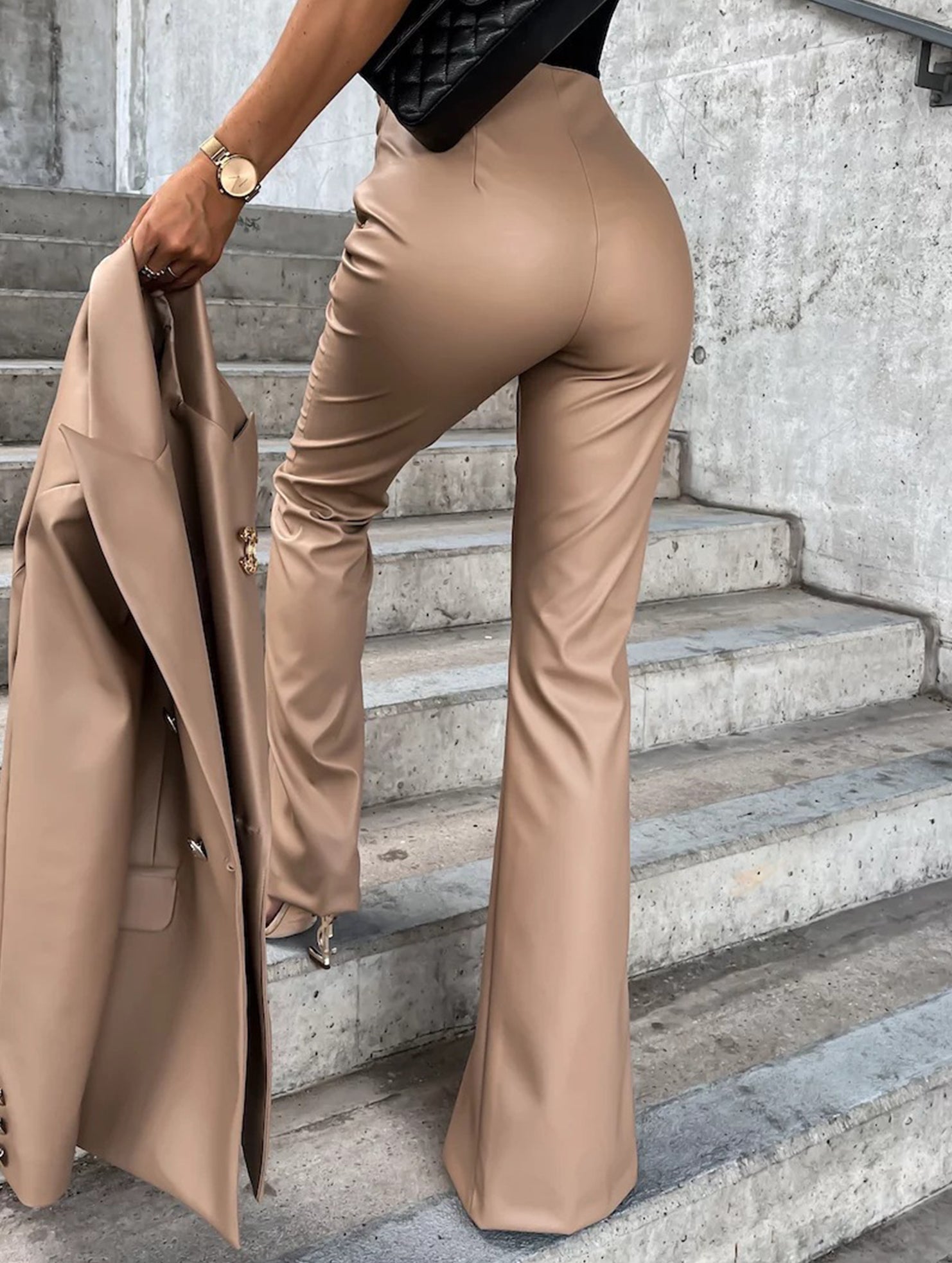 Slim-fit sexy casual split leather pants for women