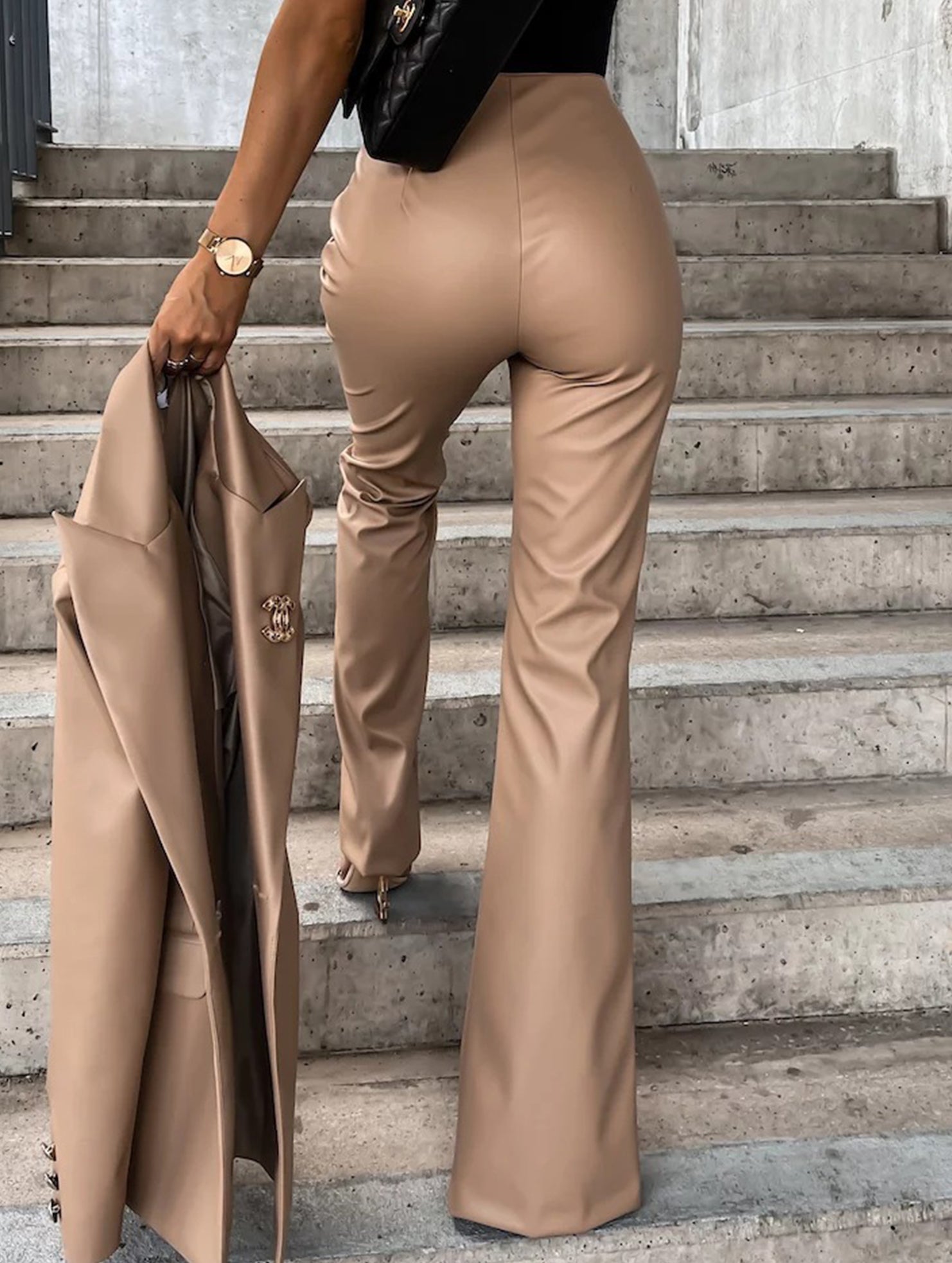 Slim-fit sexy casual split leather pants for women