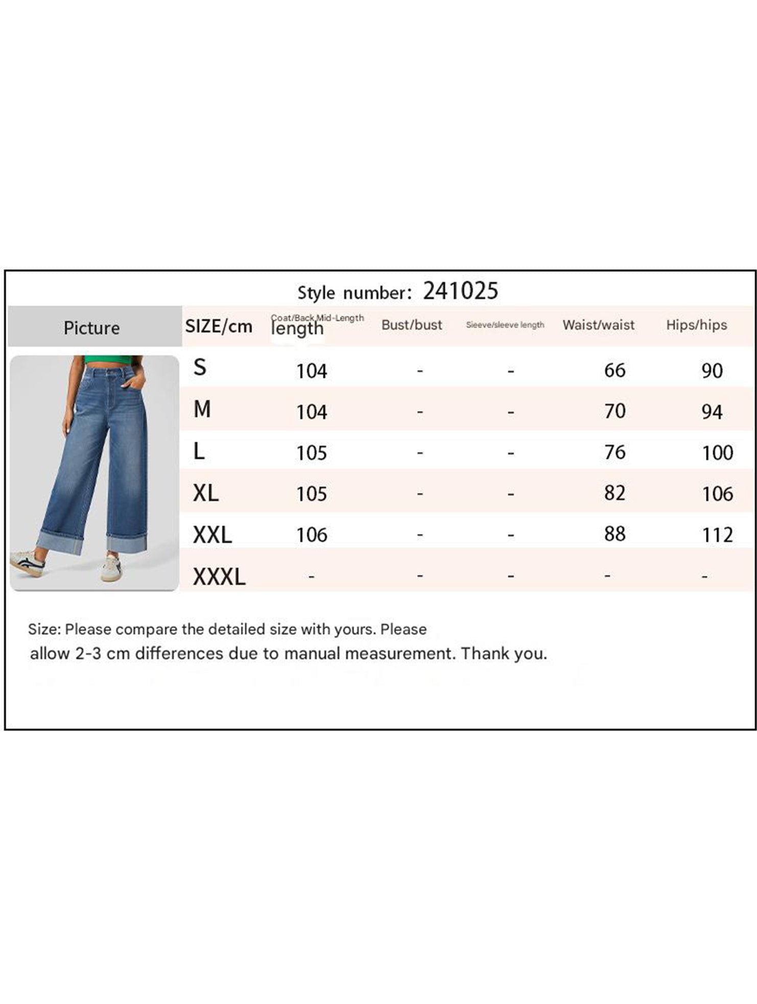 Casual rolled-up wide-leg jeans