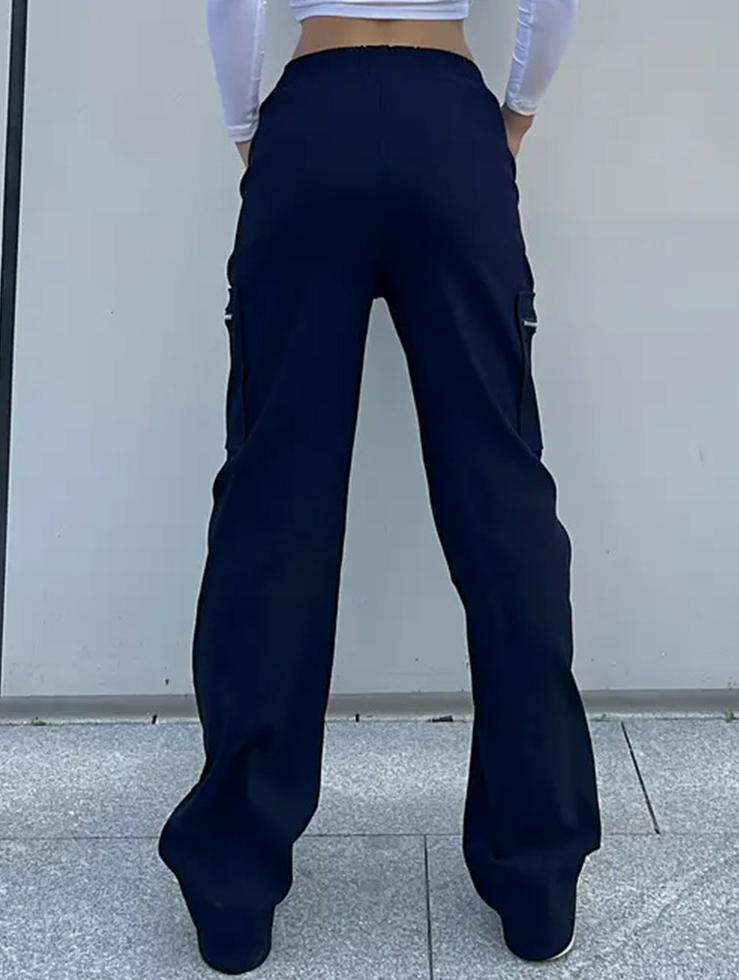 High-waisted, zippered, loose-fitting, straight-leg, floor-length trousers