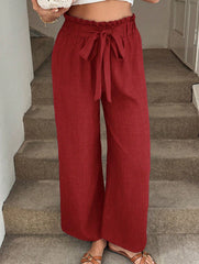 High-waisted, loose-fitting casual pants for women