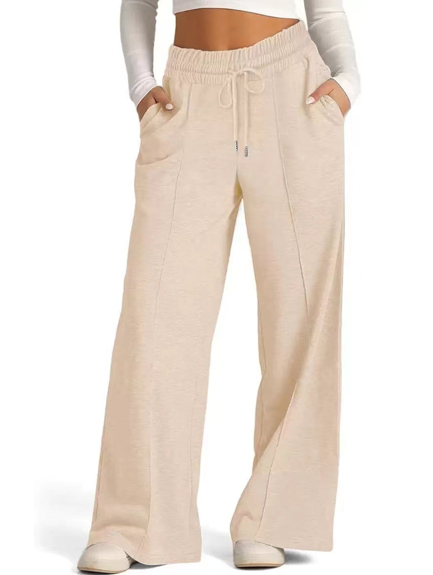 Women's casual elastic waist wide-leg pants_CWBLP01452