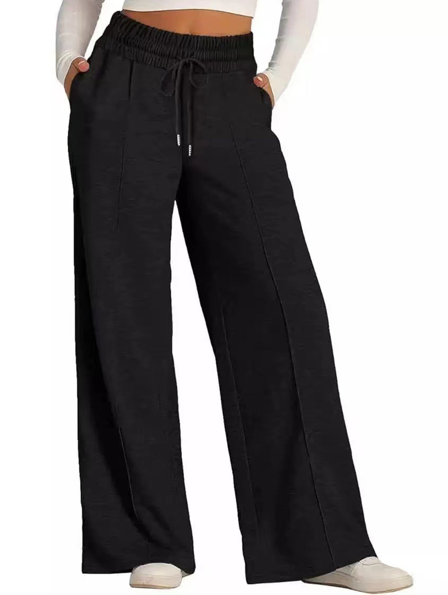 Women's casual elastic waist wide-leg pants_CWBLP01452