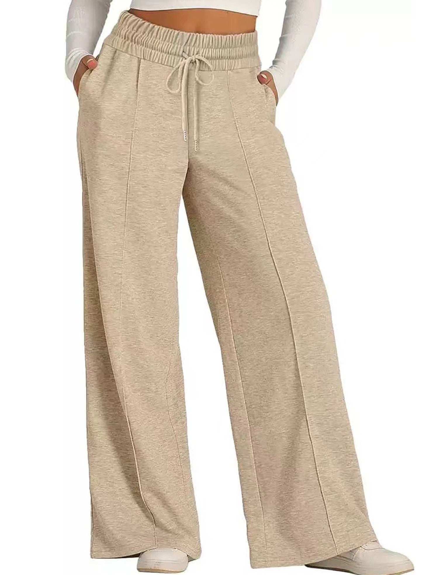 Women's casual elastic waist wide-leg pants_CWBLP01452