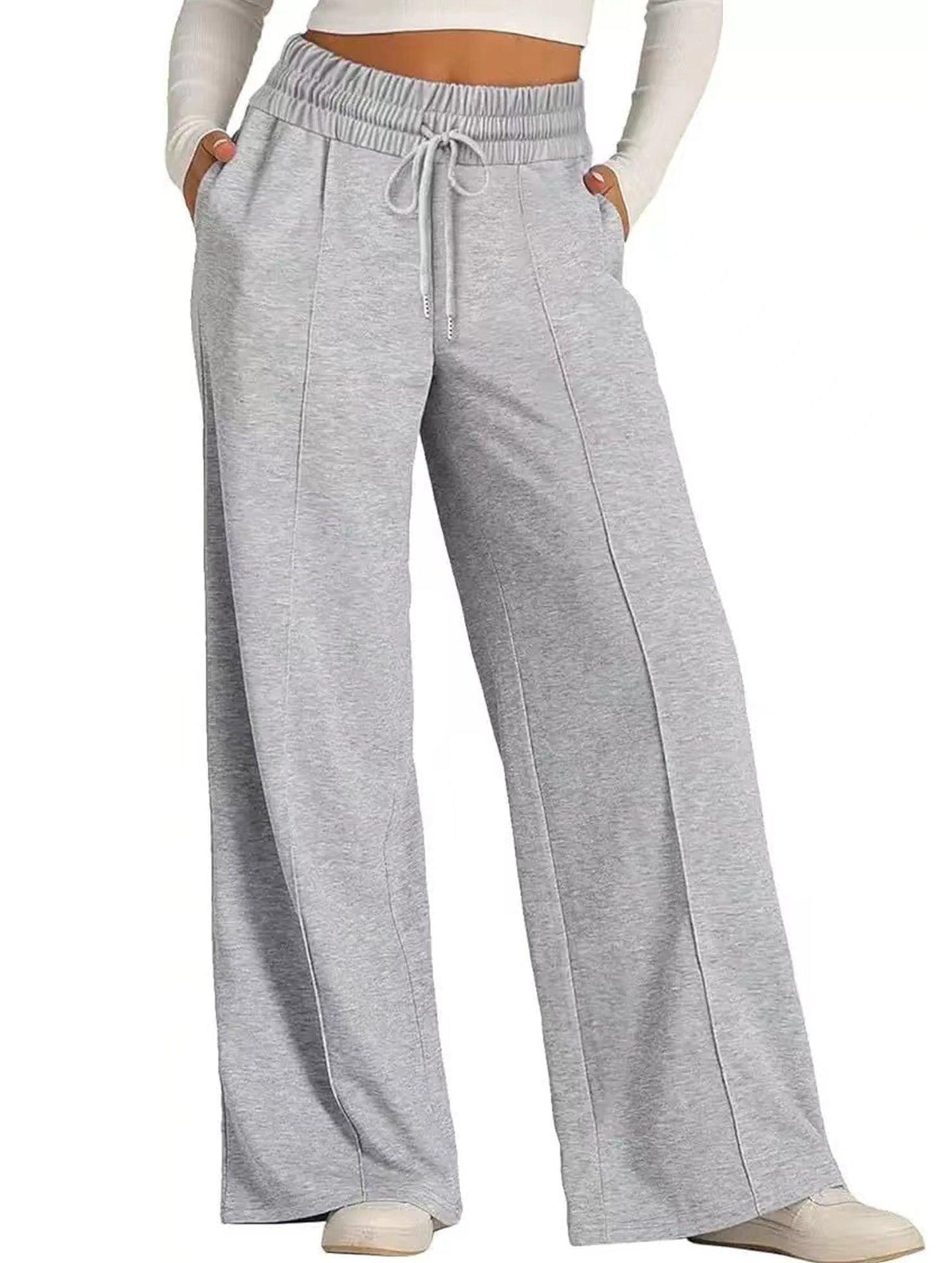 Women's casual elastic waist wide-leg pants_CWBLP01452