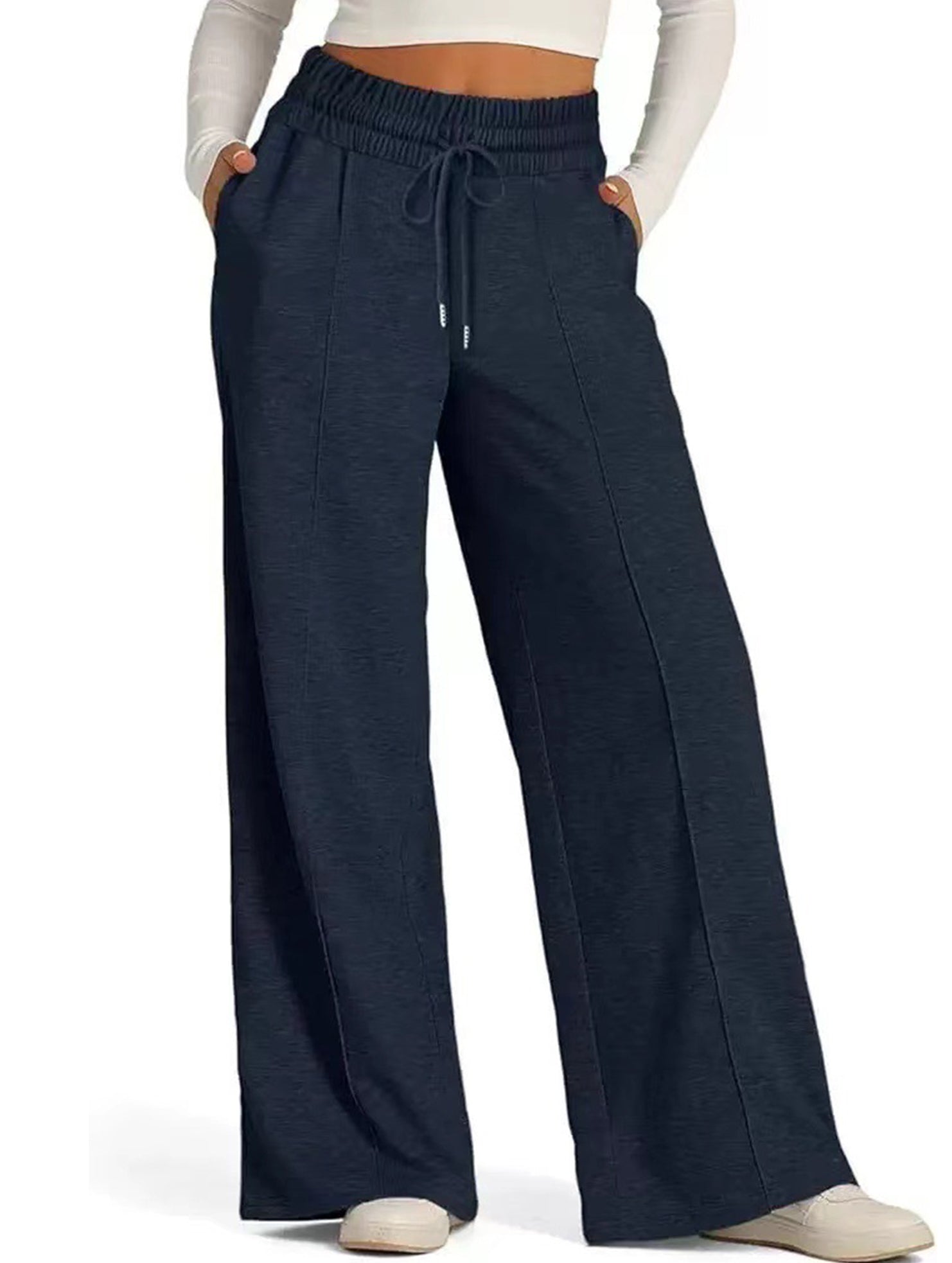 Women's casual elastic waist wide-leg pants_CWBLP01452