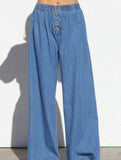 Elastic Waist Wide Leg Vintage Denim Pants_CWBLP01460