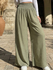 Printed high-waisted elastic wide-leg pants for women