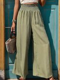 Printed high-waisted elastic wide-leg pants for women