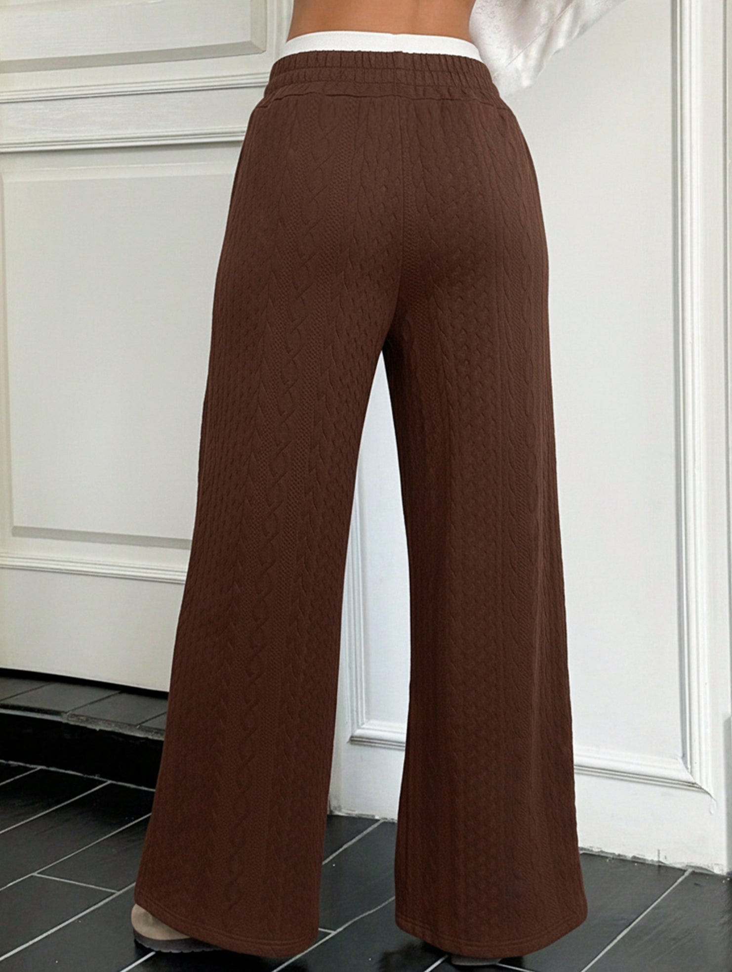 Elastic Waist Color Block Straight Pants_CWBLP01479