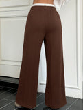 Elastic Waist Color Block Straight Pants_CWBLP01479