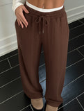 Elastic Waist Color Block Straight Pants_CWBLP01479