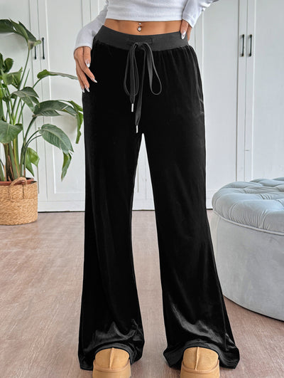 Velvet Flared Pants High Waist Long Pants_CWBLP01483
