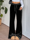 Velvet Flared Pants High Waist Long Pants_CWBLP01483