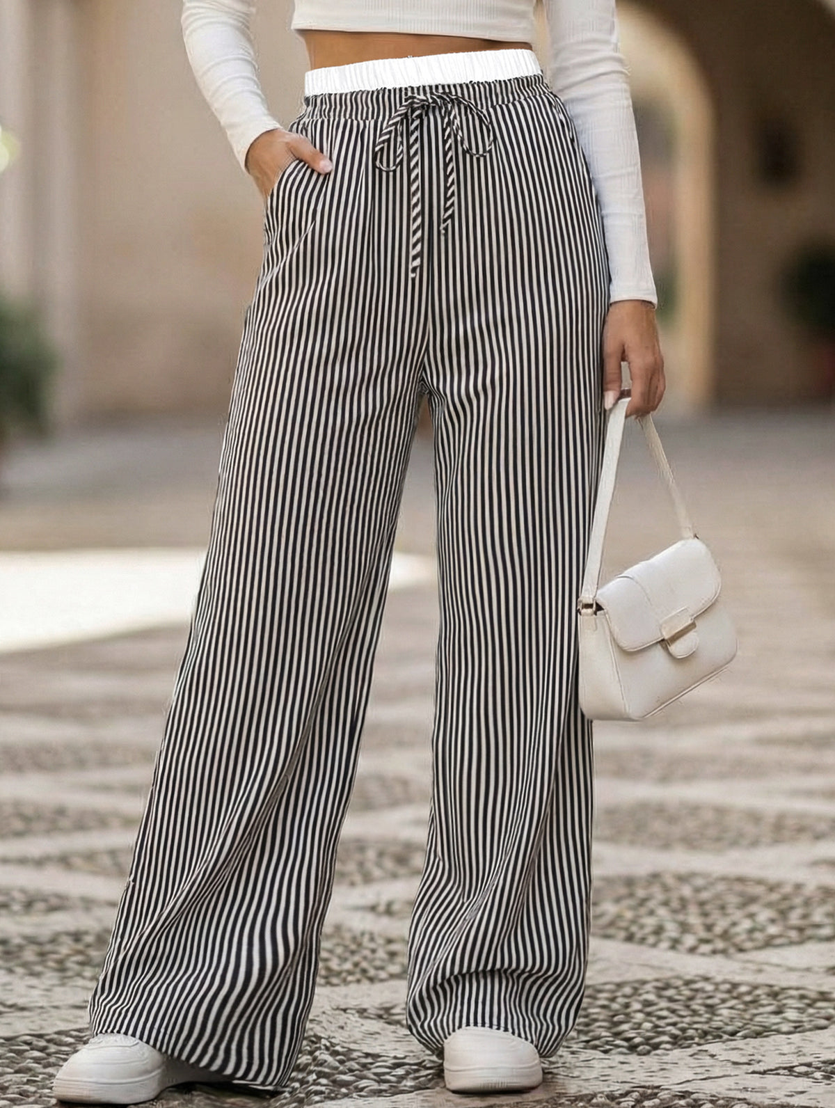 Color Block Striped Straight Leg Pants_CWBLP01484