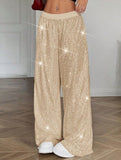 Sequin Straight Leg Wide Work Pants_CWBLP01496