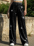 Sequin Straight Leg Wide Work Pants_CWBLP01496