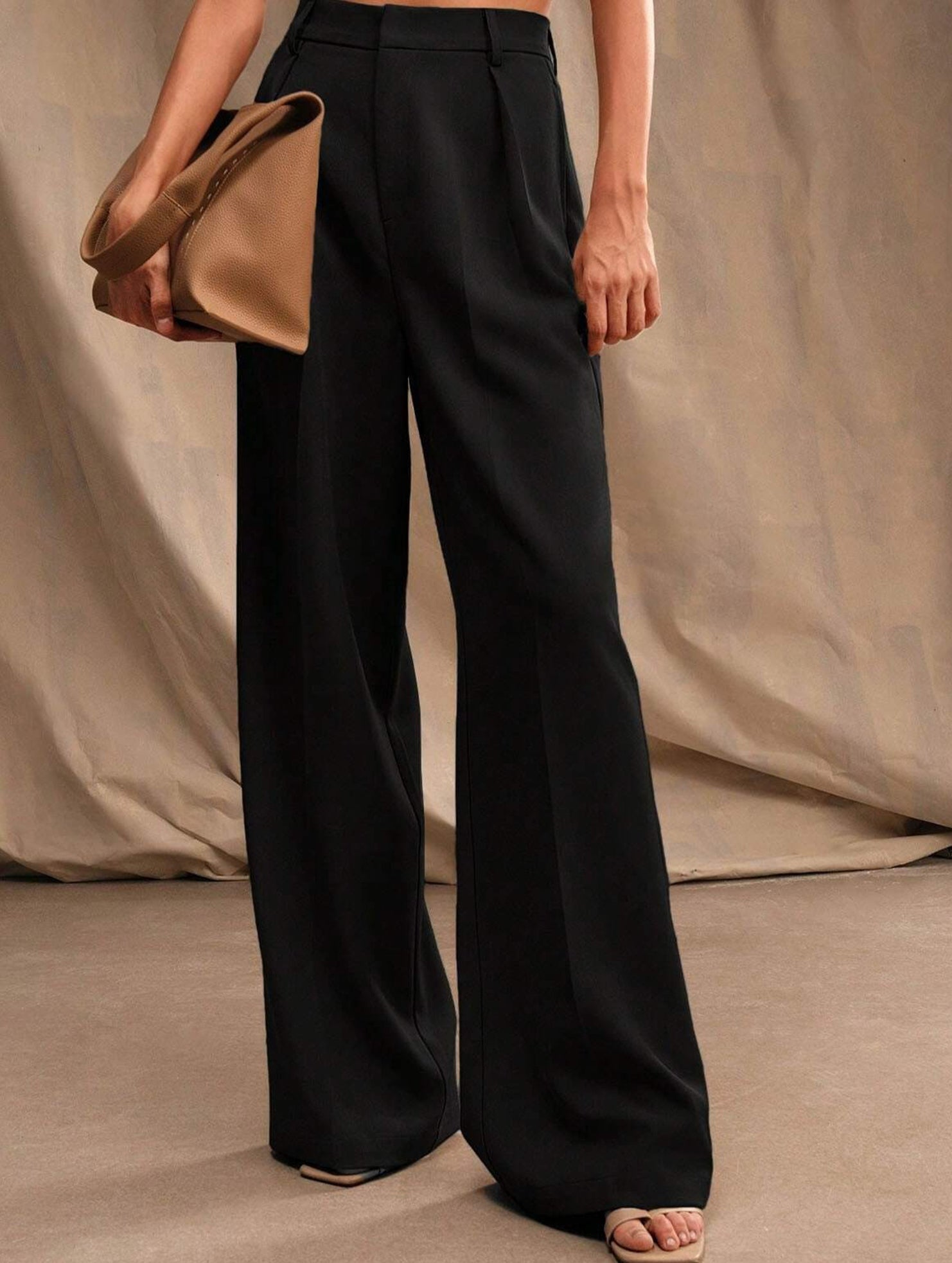 High Waist Wide Leg Straight Pants_CWBLP01498