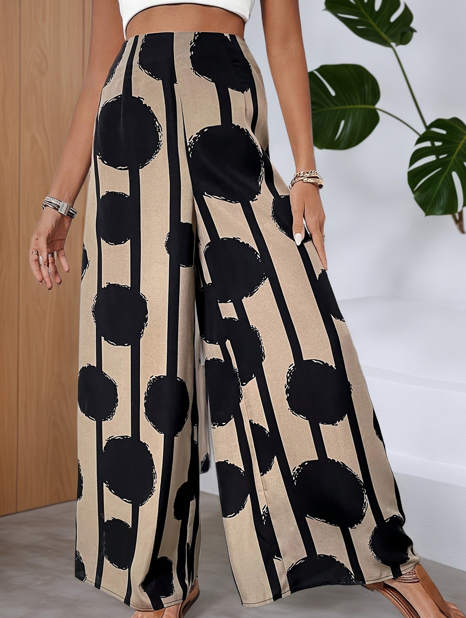 Boho Print High Waist Wide Leg Pants_CWBLP01507