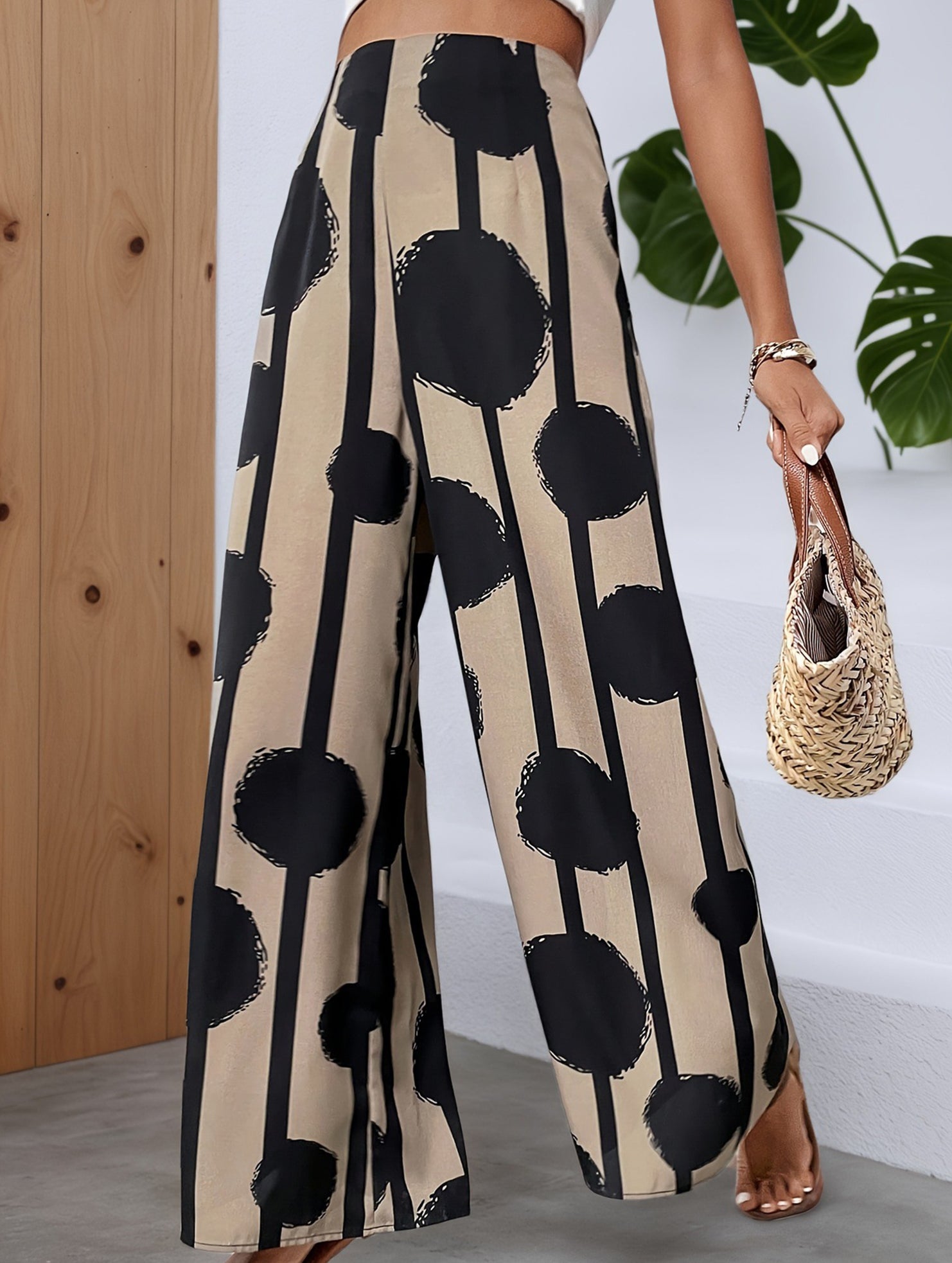Boho Print High Waist Wide Leg Pants_CWBLP01507