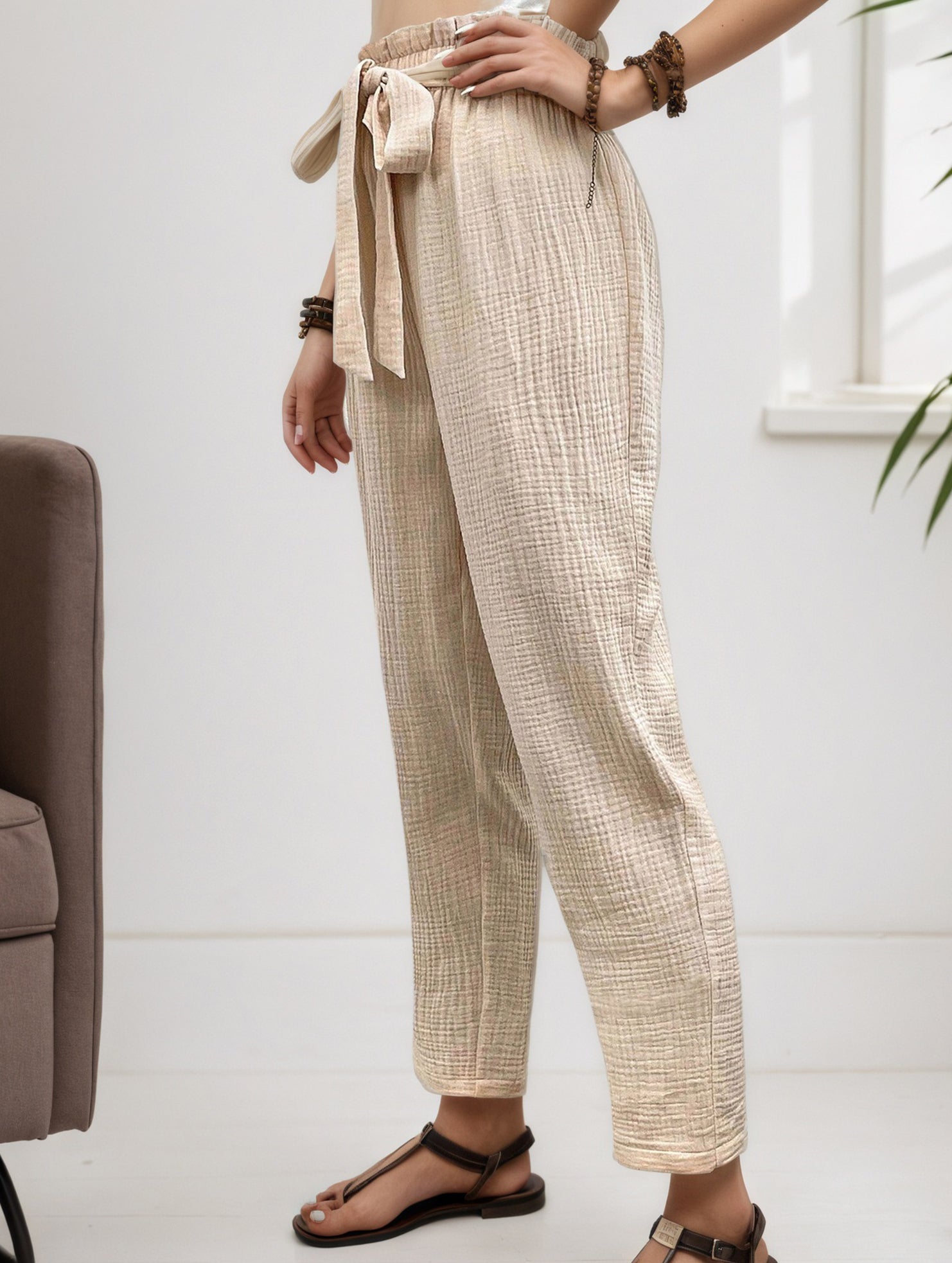 Tie Waist Straight Leg Casual Pants_CWBLP01509
